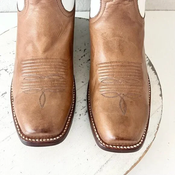 Rod Patrick Womens Knee High Cowboy Boots 11AA Brown White Cowgirl Western Tall - Picture 8 of 14